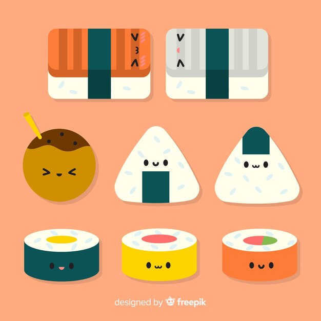 Flat adorable sushi collection