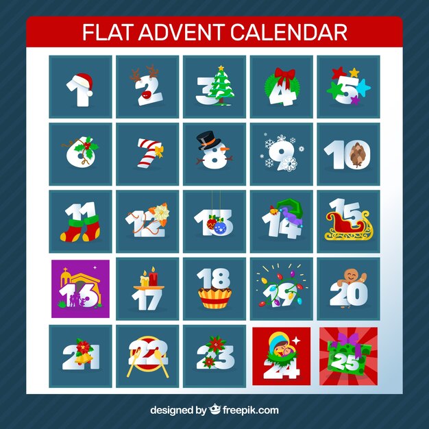 Flat advent calendar in marine blue