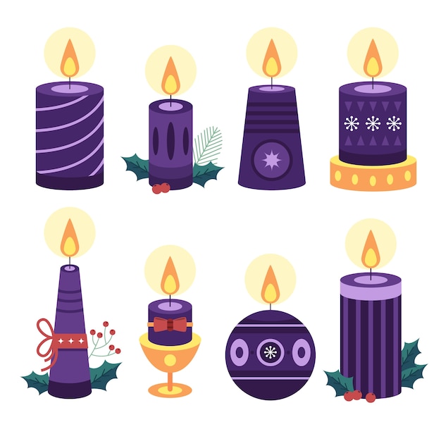 Flat advent candles collection