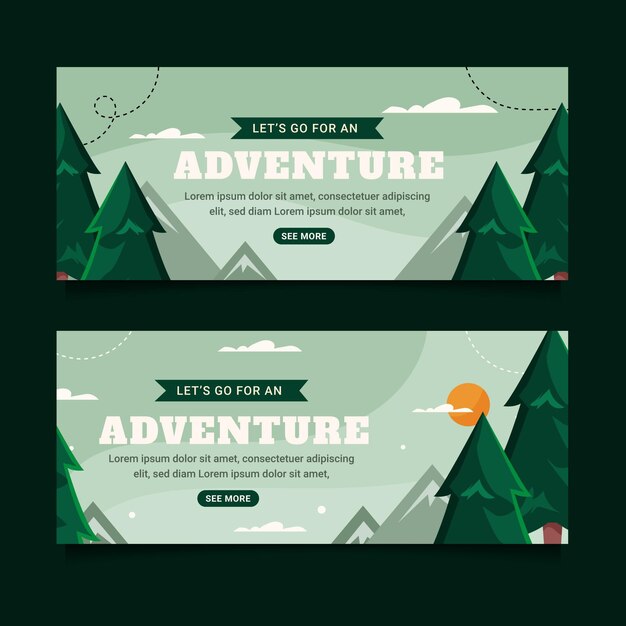 Flat adventure banners set