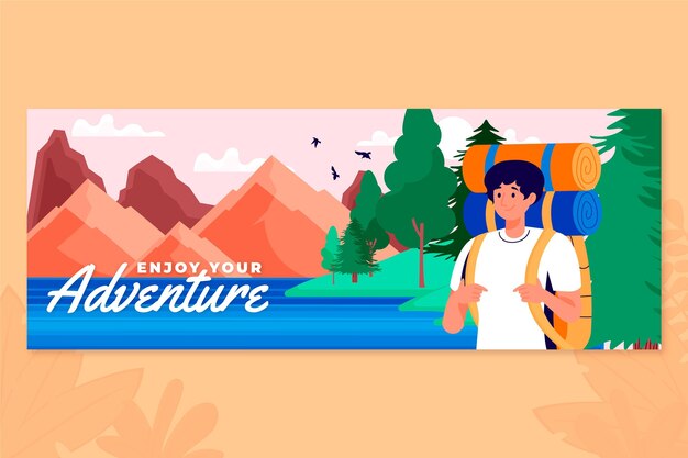 Flat adventure facebook cover template