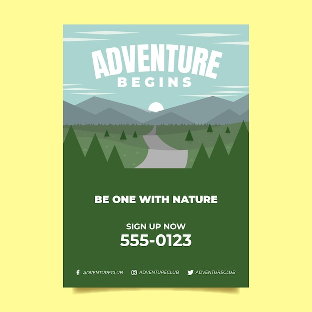 Flat adventure flyer template