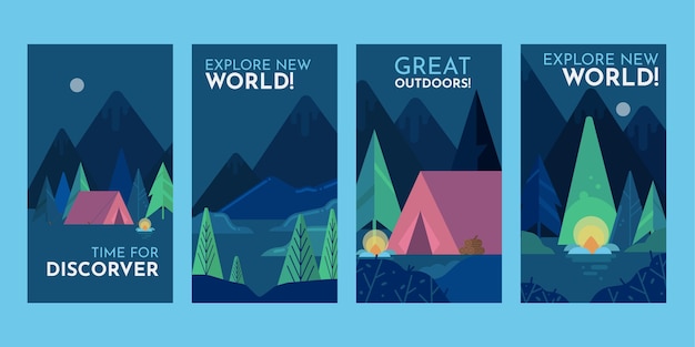 Flat adventure instagram stories collection