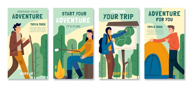 Free Vector flat adventure instagram stories