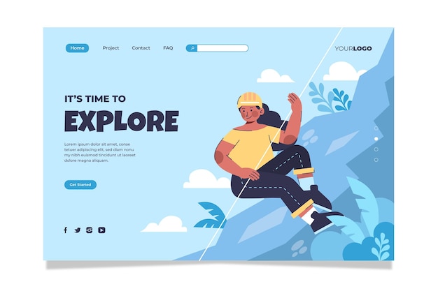 Free Vector flat adventure landing page template