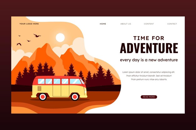 Flat adventure landing page template