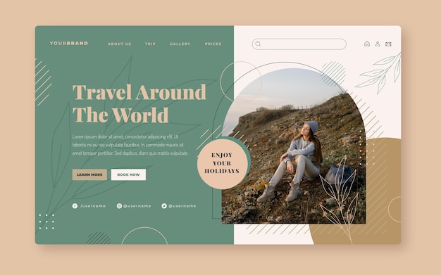 Flat adventure landing page with photo