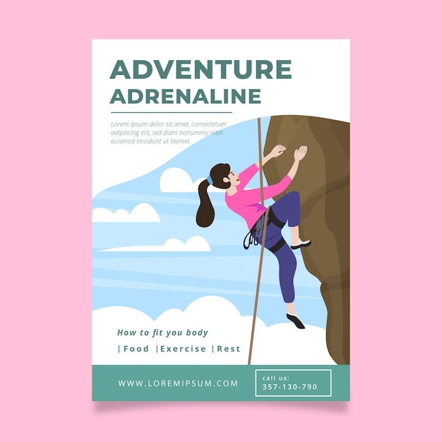 Free vector flat adventure vertical flyer template