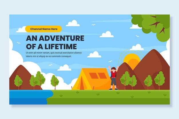 Flat adventure youtube thumbnail template