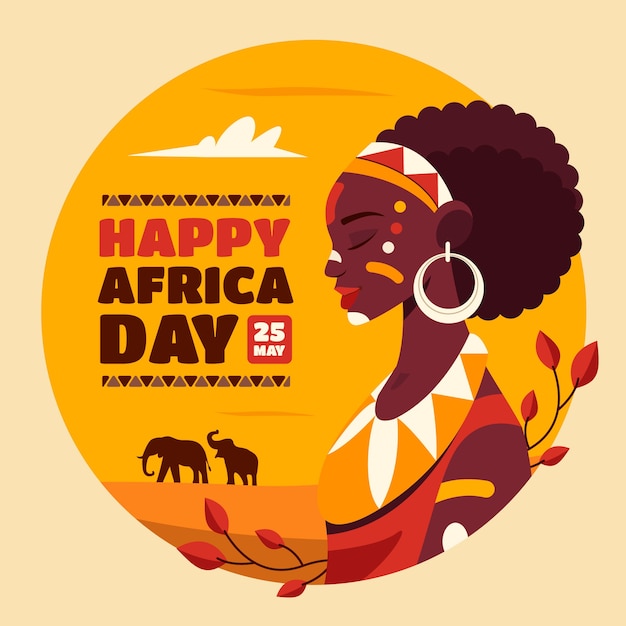 Flat africa day celebration illustration