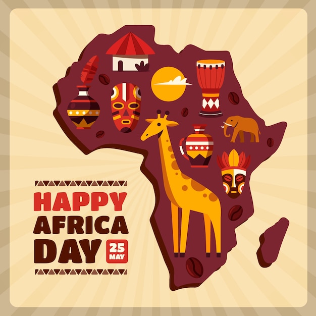 Flat africa day celebration illustration