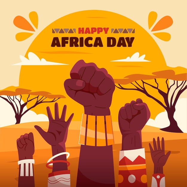 Flat africa day celebration illustration