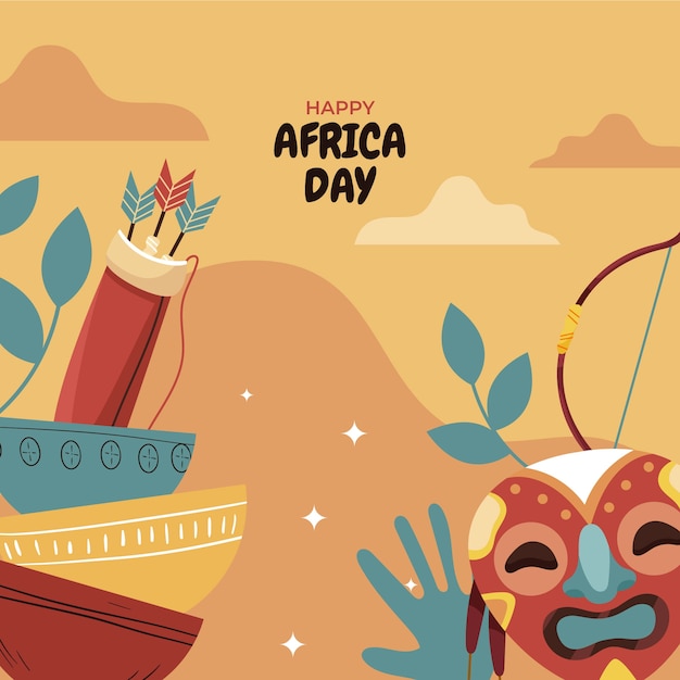 Flat africa day celebration illustration