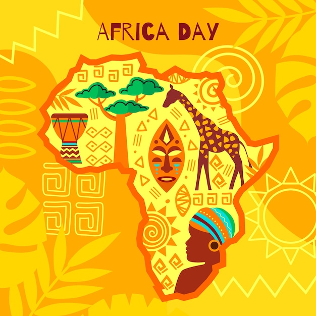 Flat africa day illustration