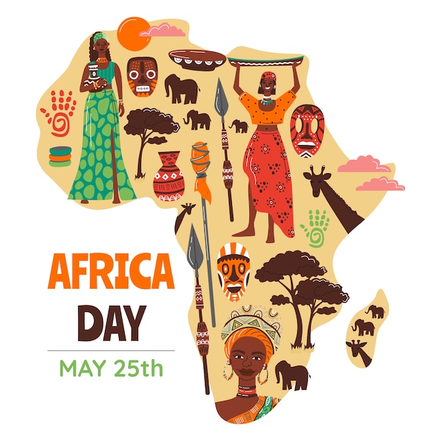 Flat africa day illustration