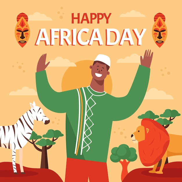 Flat africa day illustration