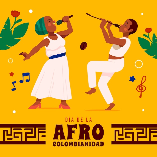 Flat afrocolombianidad illustration