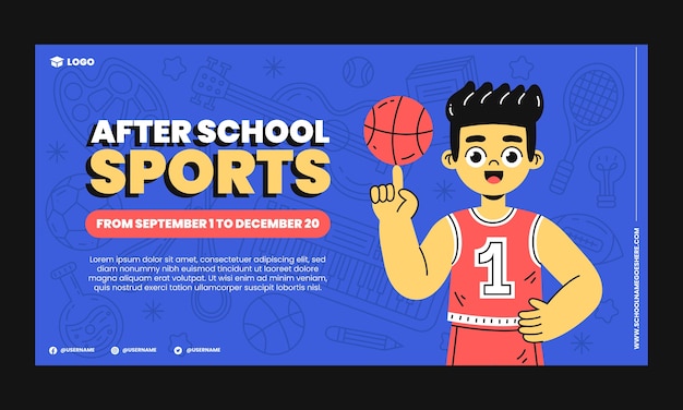 Free Vector flat after-school activities for children social media promo template