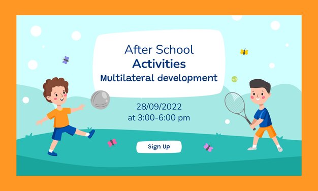 Flat after-school activities for children webinar template