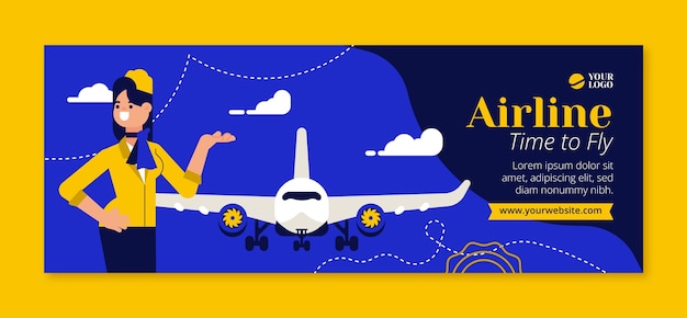 Free Vector flat airline service company social media cover template