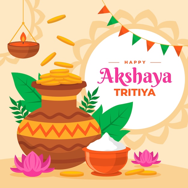 Flat akshaya tritiya illustration