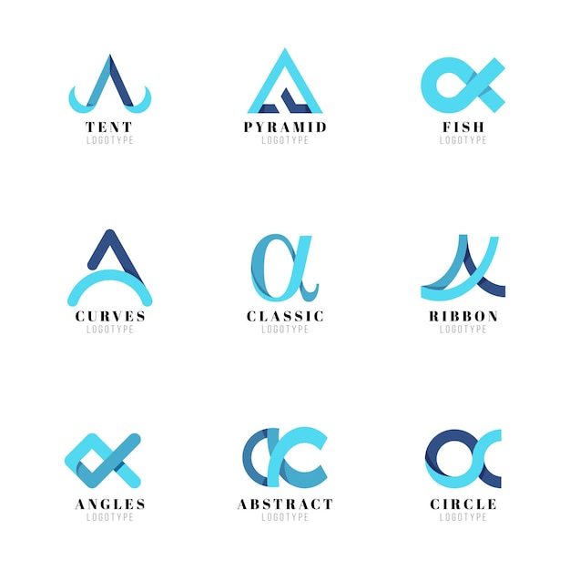 Flat alpha logo templates set