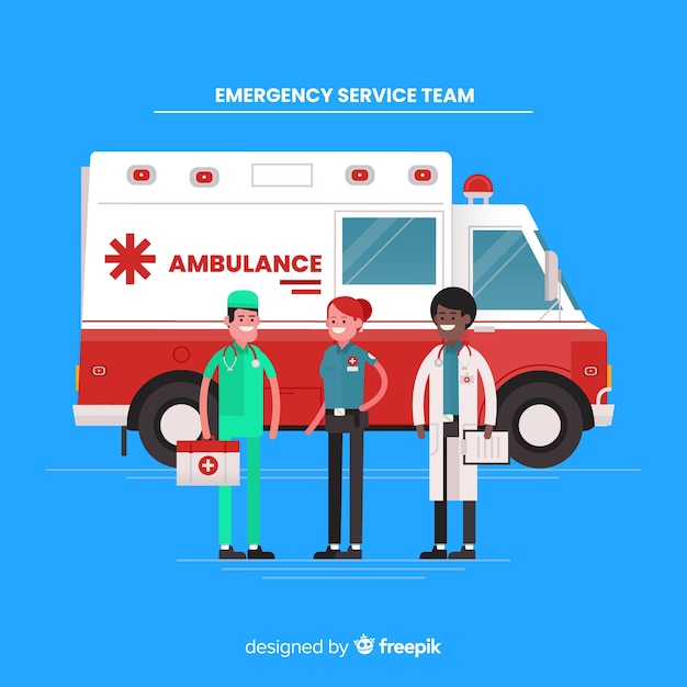 Free Vector flat ambulance team