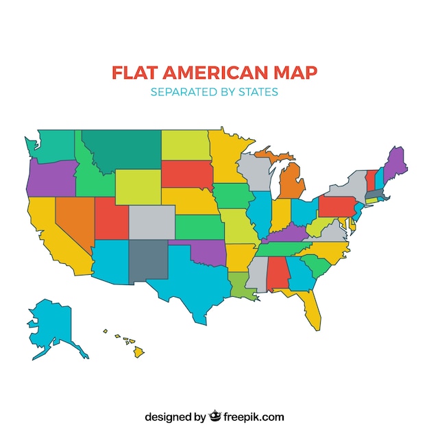 Free Vector flat american map separated by states