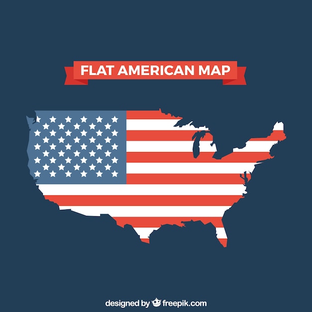 Free Vector flat american map with flag design