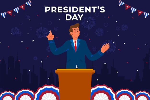 Free vector flat american presidents day background