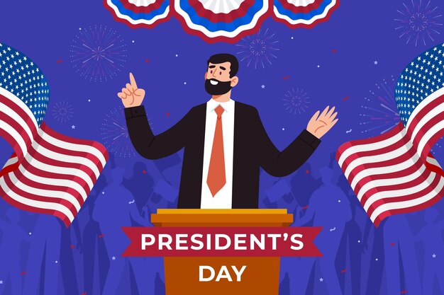 Flat american presidents day background