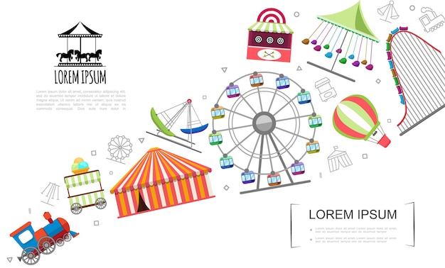 Flat amusement park template 