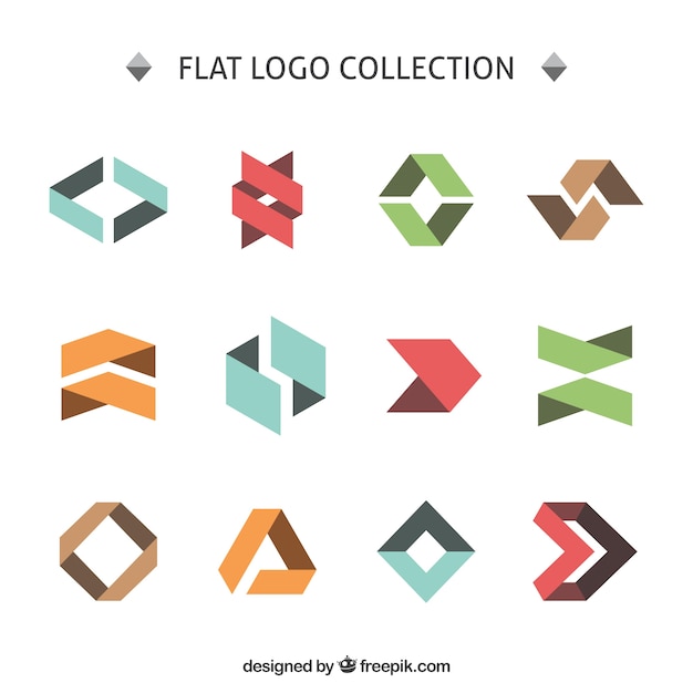 Free Vector flat angular logo collection