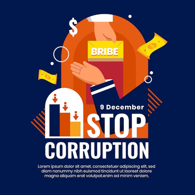 Flat anti corruption day illustration