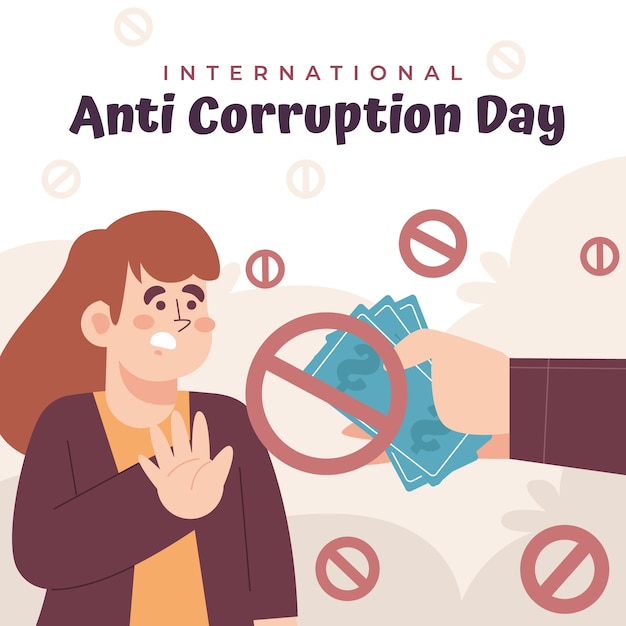 Flat anti corruption day illustration