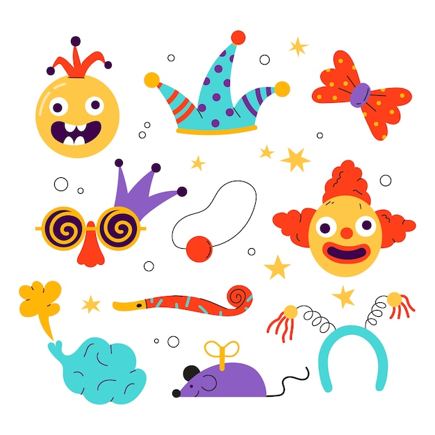 Free Vector flat april fools day elements collection