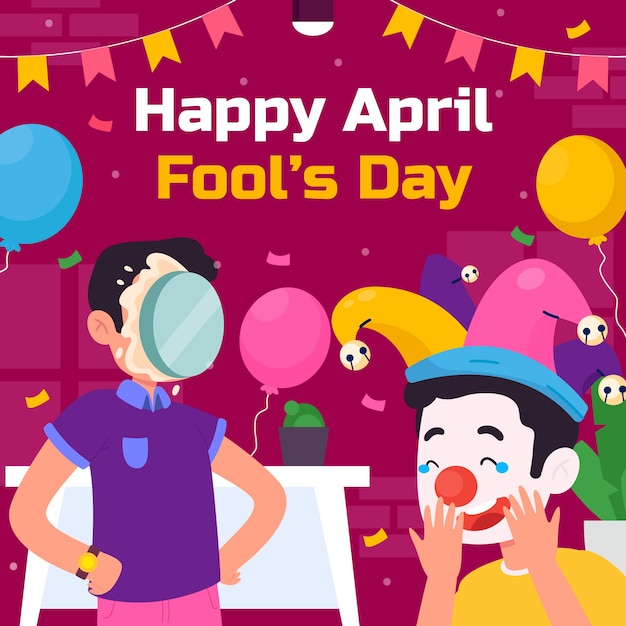 Flat april fools day illustration