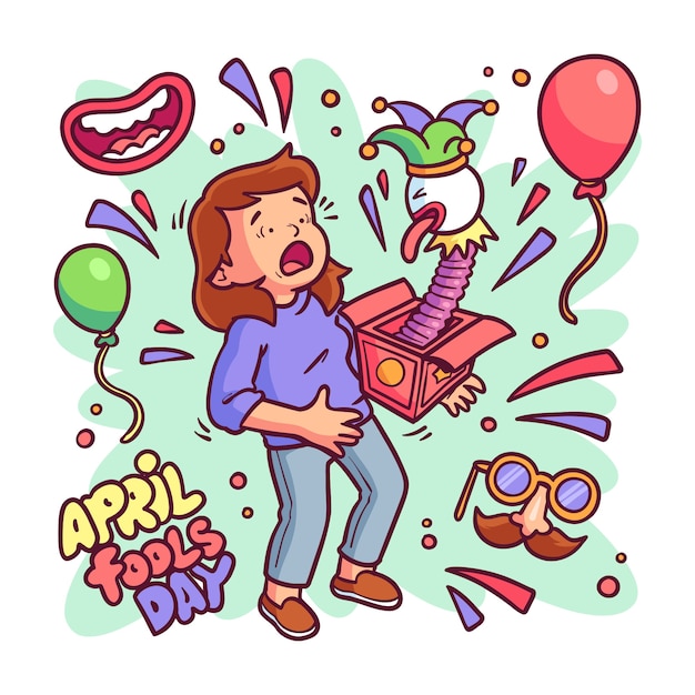 Flat april fools day illustration