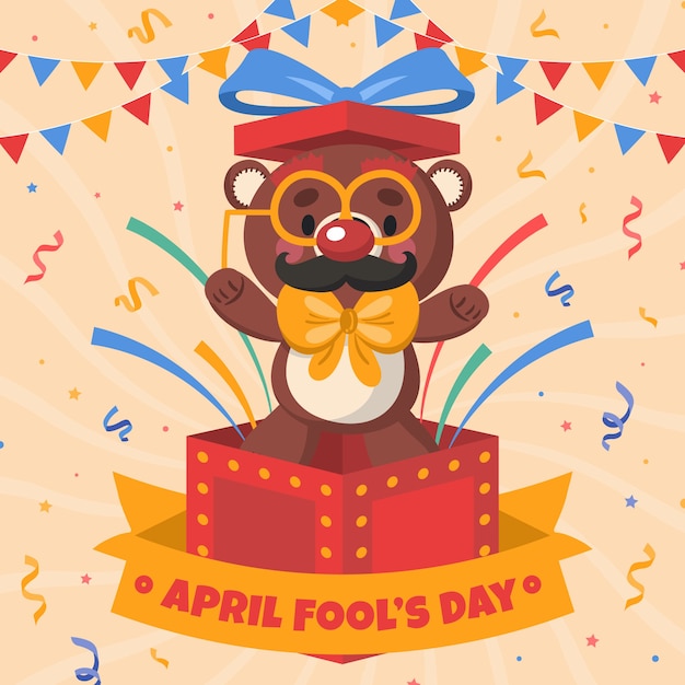 Flat april fools day illustration