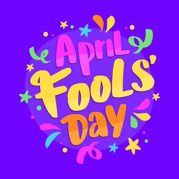 Flat april fools day lettering