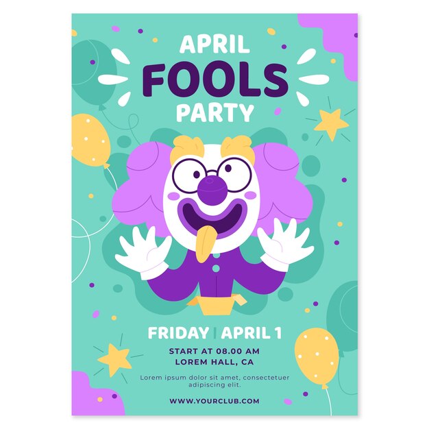 Flat april fools day vertical flyer template