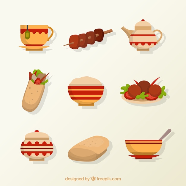 Free Vector flat arabian food menus