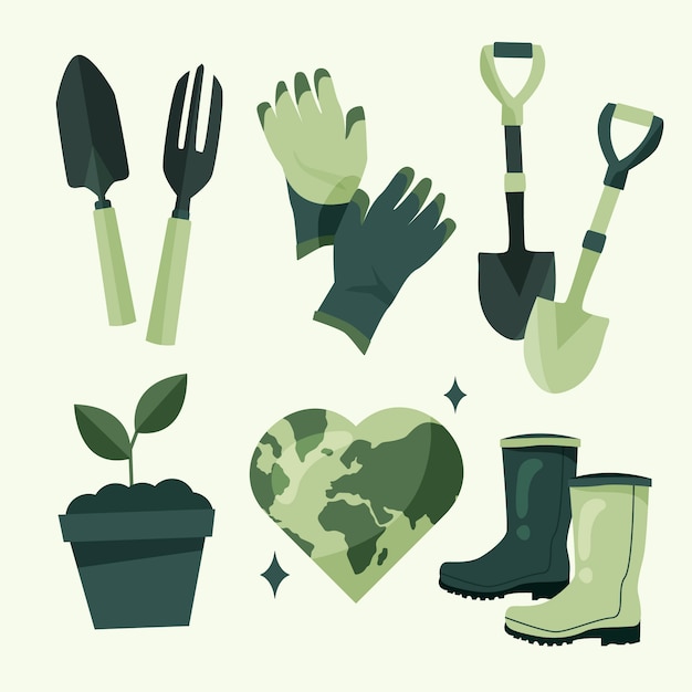 Free Vector flat arbor day elements collection