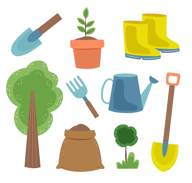 Free vector flat arbor day elements collection