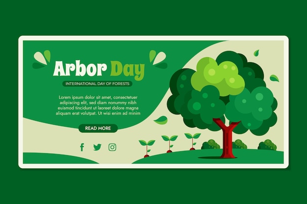 Flat arbor day horizontal banner template