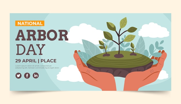 Flat arbor day horizontal banner template