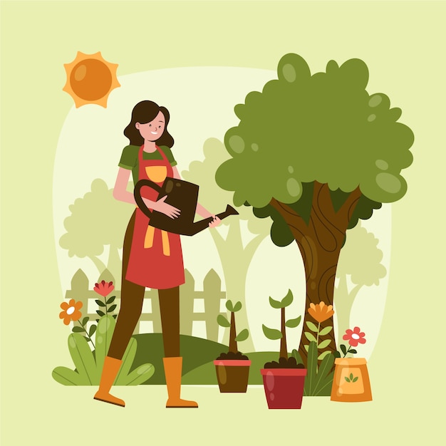 Flat arbor day illustration