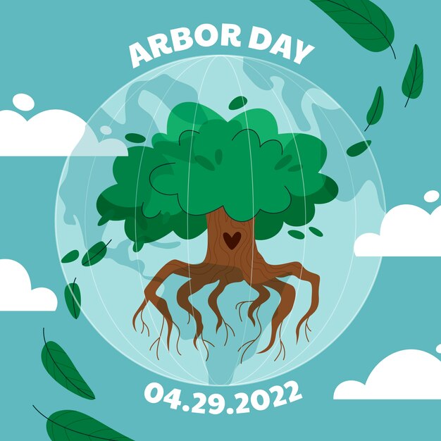 Flat arbor day illustration