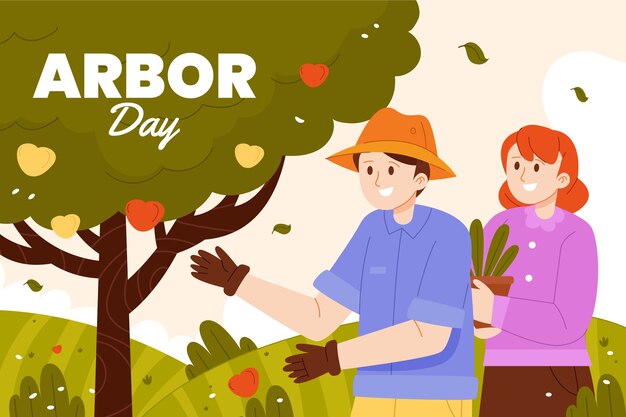 Flat arbor day illustration