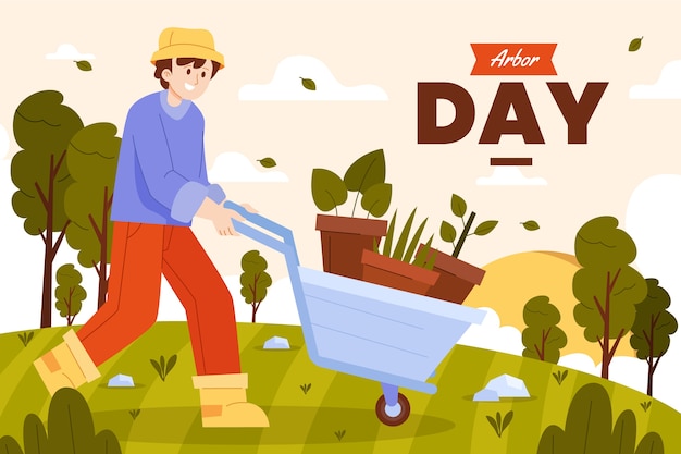 Flat arbor day illustration